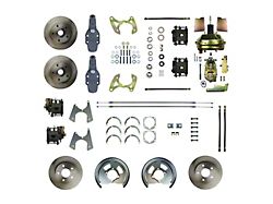 The Right Stuff Detailing Street Series 4-Wheel Power 2-Inch Drop Disc Brake Conversion Kit with Original Brake Booster/Master Cylinder; Natural Calipers (65-70 Biscayne, Impala)