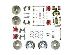The Right Stuff Detailing Street Series 4-Wheel Power Disc Brake Conversion Kit with Original Brake Booster/Master Cylinder; Natural Calipers (65-68 Biscayne, Impala)