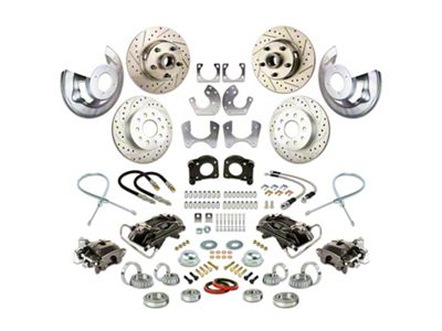 The Right Stuff Detailing Street Series At The Wheel 4-Wheel Disc Brake Conversion Kit; Black Calipers (64-73 V8 Mustan w/ Large Ford 9-Inch Rear)
