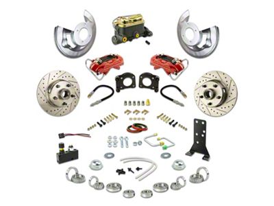 The Right Stuff Detailing Street Series Front Manual Disc Brake Conversion Kit; Red Calipers (67-69 V8 Mustang)