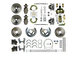 The Right Stuff Detailing Street Series 9-Inch Booster 2-Inch Drop 4-Wheel Disc Brake Conversion Kit with Chrome Brake Booster/Master Cylinder; Natural Calipers (55-57 150, 210, Bel Air, Nomad)