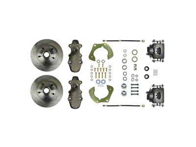 The Right Stuff Detailing Street Series 2-Inch Drop At The Wheel Front Manual Disc Brake Conversion Kit; Natural Calipers (55-57 150, 210, Bel Air, Nomad)
