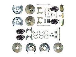 The Right Stuff Detailing Performance Series 4-Wheel Manual Disc Brake Conversion Kit with Original Brake Booster/Master Cylinder; Black Calipers (55-57 150, 210, Bel Air, Nomad)
