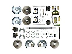The Right Stuff Detailing Street Series 9-Inch Booster 4-Wheel Disc Brake Conversion Kit with Chrome Brake Booster/Master Cylinder; Black Calipers (55-57 150, 210, Bel Air, Nomad)