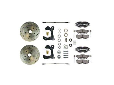 The Right Stuff Detailing Performance Series At The Wheel Front Disc Brake Conversion Kit; Black Calipers (55-57 Bel Air, Nomad)