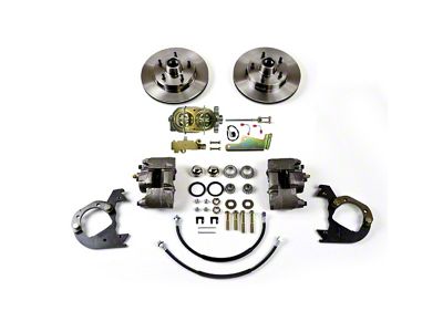 The Right Stuff Detailing Street Series Front Manual Disc Brake Conversion Kit for Factory 14-Inch Wheel Setup; Natural Calipers (55-57 150, 210, Bel Air, Nomad)