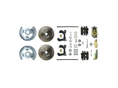 The Right Stuff Detailing Street Series Front Manual Disc Brake Conversion Kit with Chrome Brake Booster/Master Cylinder; Natural Calipers (55-57 150, 210, Bel Air, Nomad)