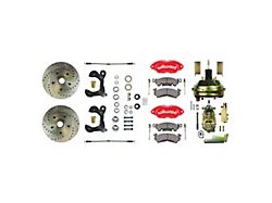 The Right Stuff Detailing Performance Series Front Power Disc Brake Conversion Kit with Original Brake Booster/Master Cylinder; Red Calipers (55-57 150, 210, Bel Air, Nomad)