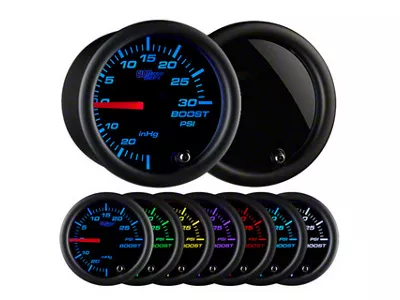 30 PSI Boost/Vacuum Gauge; Tinted 7 Color (Universal; Some Adaptation May Be Required)