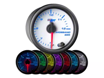 Analog Wideband E85 Air/Fuel Ratio Gauge; White 7 Color (Universal; Some Adaptation May Be Required)