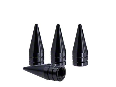 Black Spike Valve Caps; 4-Pack (Universal; Some Adaptation May Be Required)