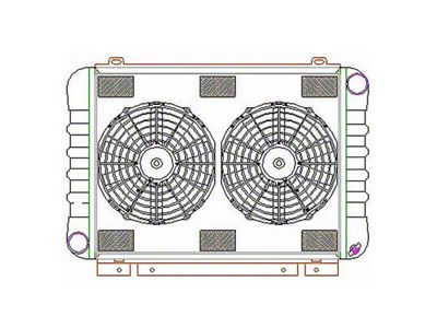 ComboUnit Crossflow Radiator; 2-Row (1966 Big Block V8 Thunderbird w/ Manual Transmission)