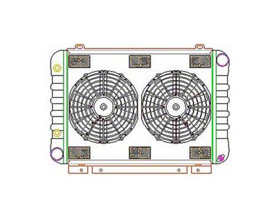 ComboUnit Crossflow Radiator; 2-Row (1966 Big Block V8 Thunderbird w/ Automatic Transmission)