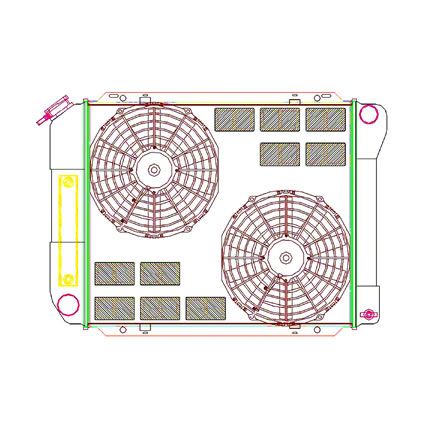 Ecklers ComboUnit CrossFlow Radiator; 2-Row (1968 V8 Thunderbird w ...