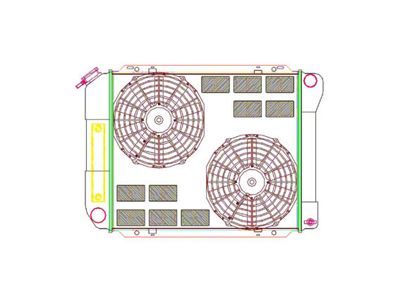 ComboUnit CrossFlow Radiator; 2-Row (1968 V8 Thunderbird w/ Automatic Transmission)