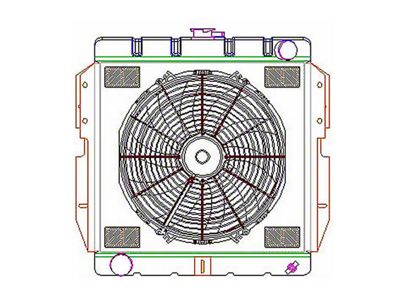 ComboUnit DownFlow Radiator; 2-Row (55-57 V8 Thunderbird w/ Manual Transmission)