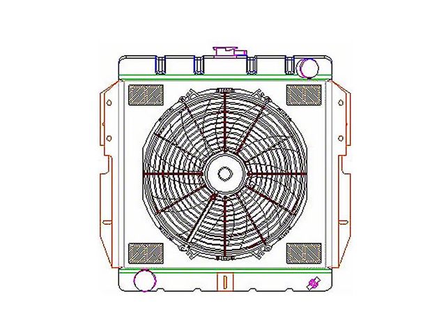 ComboUnit DownFlow Radiator; 2-Row (55-57 V8 Thunderbird w/ Manual Transmission)