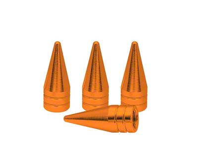 Orange Spike Valve Caps; 4-Pack (Universal; Some Adaptation May Be Required)