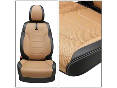 Sport Series Front Seat Covers; Beige/Black (Universal; Some Adaptation May Be Required)