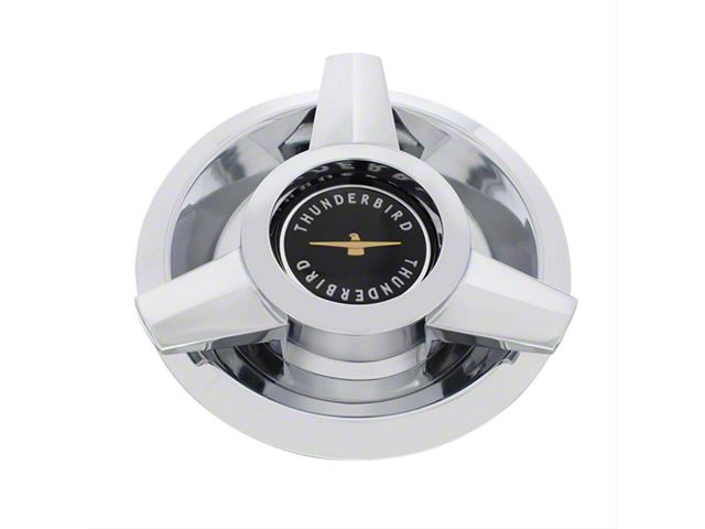 Wire Wheel Hub Cap; Chrome with Black Center (62-63 Thunderbird)