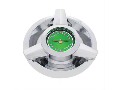 Wire Wheel Hub Cap; Chrome with Green Center (62-63 Thunderbird)