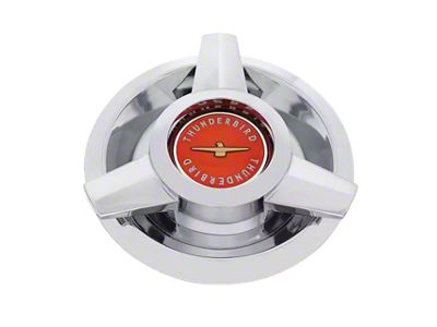 Wire Wheel Hub Cap; Chrome with Red Center (62-63 Thunderbird)
