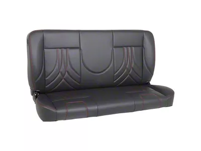 Pro-Series Universal Solid Back Sport-AR Bench Seat without Center Bolster; 55-Inch; Charcoal Black Vinyl with Red Stitching (Universal; Some Adaptation May Be Required)