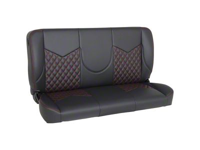 Pro-Series Universal Solid Back Sport-DD Bench Seat without Center Bolster; 55-Inch; Black Distressed Vinyl with Black Stitching (Universal; Some Adaptation May Be Required)