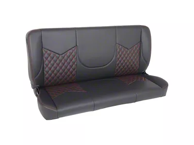 Pro-Series Universal Solid Back Sport-DD Bench Seat without Center Bolster; 60-Inch; Charcoal Black Vinyl with Red Stitching (Universal; Some Adaptation May Be Required)