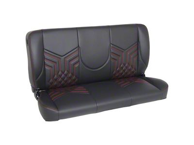Pro-Series Universal Solid Back Sport-DDL Bench Seat without Center Bolster; 55-Inch; Charcoal Black Vinyl with Red Stitching (Universal; Some Adaptation May Be Required)