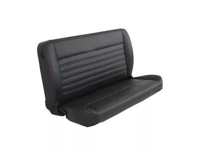 Pro-Series Universal Solid Back Sport-Long Bench Seat without Center Bolster; 55-Inch; Charcoal Black Vinyl with Black Stitching (Universal; Some Adaptation May Be Required)