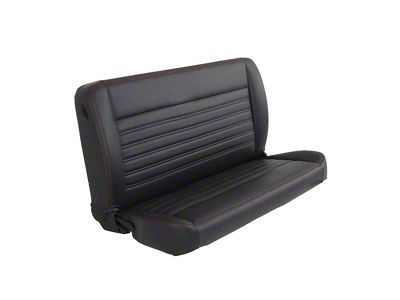 Pro-Series Universal Solid Back Sport-Long Bench Seat without Center Bolster; 55-Inch; Charcoal Black Vinyl with White Stitching (Universal; Some Adaptation May Be Required)
