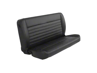 TMI Pro-Series Universal Solid Back Sport-Long Bench Seat without Center Bolster; 60-Inch; Black Distressed Vinyl with Black Stitching (Universal; Some Adaptation May Be Required)