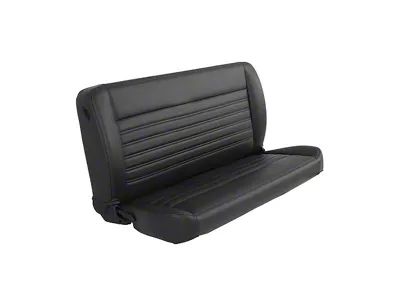 TMI Pro-Series Universal Solid Back Sport-Long Bench Seat without Center Bolster; 60-Inch; Charcoal Black Vinyl with Black Stitching (Universal; Some Adaptation May Be Required)