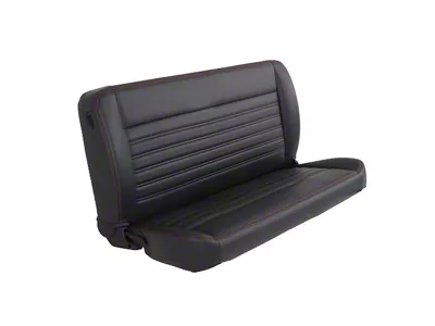 TMI Pro-Series Universal Solid Back Sport-Long Bench Seat without Center Bolster; 60-Inch; Charcoal Black Vinyl with Red Stitching (Universal; Some Adaptation May Be Required)