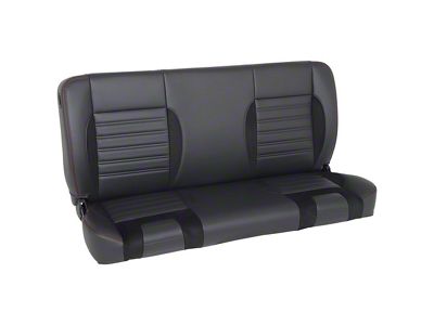 Pro-Series Universal Solid Back Sport-R Bench Seat without Center Bolster; 60-Inch; Black Distressed Vinyl with Black Stitching (Universal; Some Adaptation May Be Required)