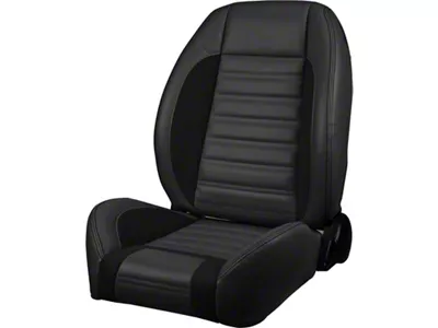 TMI Pro-Series Universal Solid Back Sport-R Bench Seat without Center Bolster; 60-Inch; Black Madrid Vinyl with Black Suede and Black Stitching (Universal; Some Adaptation May Be Required)