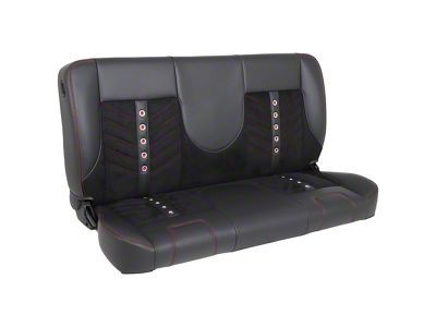 Pro-Series Universal Solid Back Sport-VXR Bench Seat without Center Bolster; 55-Inch; Black Madrid Vinyl, Black Suede with Black Stitching and Black Grommets (Universal; Some Adaptation May Be Required)