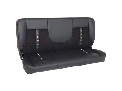 Pro-Series Universal Solid Back Sport-VXR Bench Seat without Center Bolster; 60-Inch; Black Distressed Vinyl with Black Stitching and Black Grommets (Universal; Some Adaptation May Be Required)