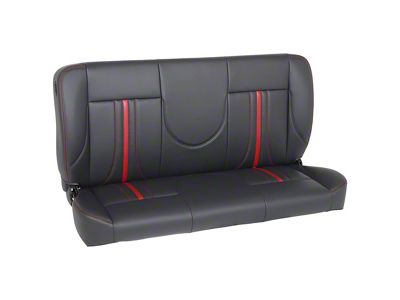Pro-Series Universal Solid Back Sport-AR2 Bench Seat without Center Bolster; 55-Inch; Charcoal Black Vinyl with Black Stitching and White Stripe (Universal; Some Adaptation May Be Required)