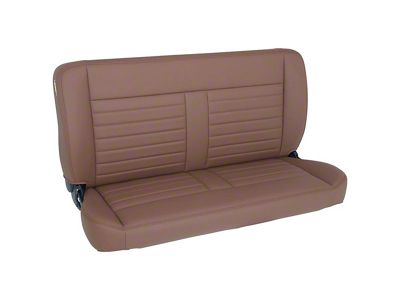 TMI Cruiser Collection 55-Inch Solid Back Bench Seat; Saddle Brown Sierra Vinyl with Brown Stitching (Universal; Some Adaptation May Be Required)