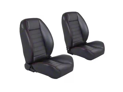 Pro-Series Universal Sport-XR Low Back Seats; Black Madrid Vinyl with Black Suede and Orange Stitching (Universal; Some Adaptation May Be Required)