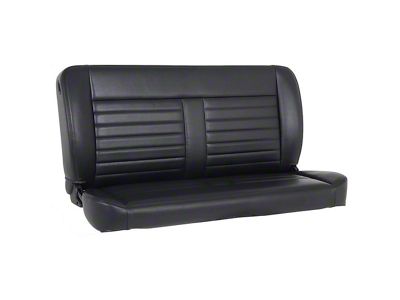 TMI Cruiser Collection 55-Inch Solid Back Bench Seat; Black Madrid Vinyl with Black Stitching (Universal; Some Adaptation May Be Required)