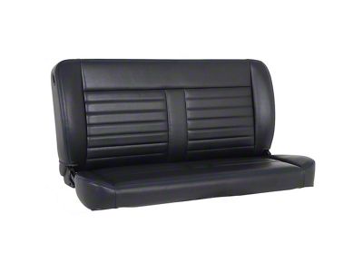 TMI Cruiser Collection 55-Inch Solid Back Bench Seat; Black Madrid Vinyl with Red Stitching (Universal; Some Adaptation May Be Required)
