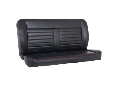 TMI Cruiser Collection 55-Inch Solid Back Bench Seat; Black Madrid Vinyl with White Stitching (Universal; Some Adaptation May Be Required)