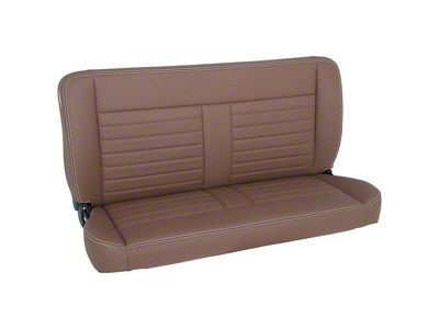 TMI Cruiser Collection 55-Inch Solid Back Bench Seat; Saddle Brown Sierra Vinyl with White Stitching (Universal; Some Adaptation May Be Required)
