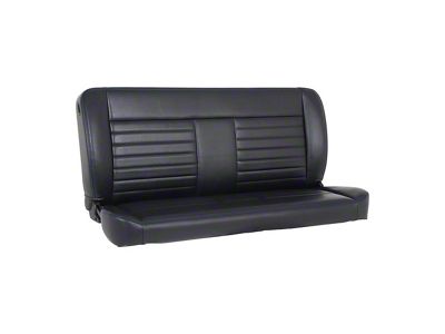 TMI Cruiser Collection 60-Inch Solid Back Bench Seat; Black Madrid Vinyl with Blue Stitching (Universal; Some Adaptation May Be Required)