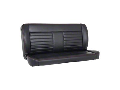 TMI Cruiser Collection 60-Inch Solid Back Bench Seat; Black Madrid Vinyl with Red Stitching (Universal; Some Adaptation May Be Required)
