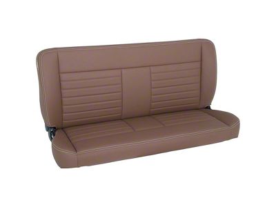 TMI Cruiser Collection 60-Inch Solid Back Bench Seat; Saddle Brown Sierra Vinyl with White Stitching (Universal; Some Adaptation May Be Required)