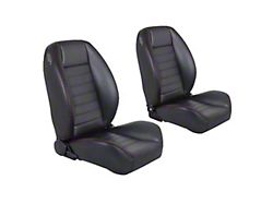 Pro-Series Universal Sport-XR Low Back Seats; Black Madrid Vinyl with Black Suede and Orange Stitching (Universal; Some Adaptation May Be Required)